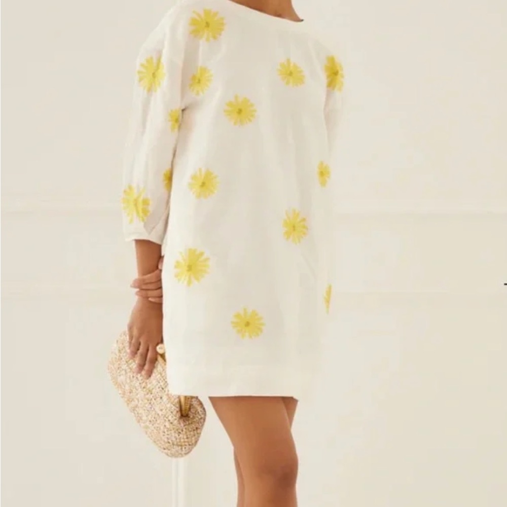 Something Navy Yellow Embroidered Floral Dress